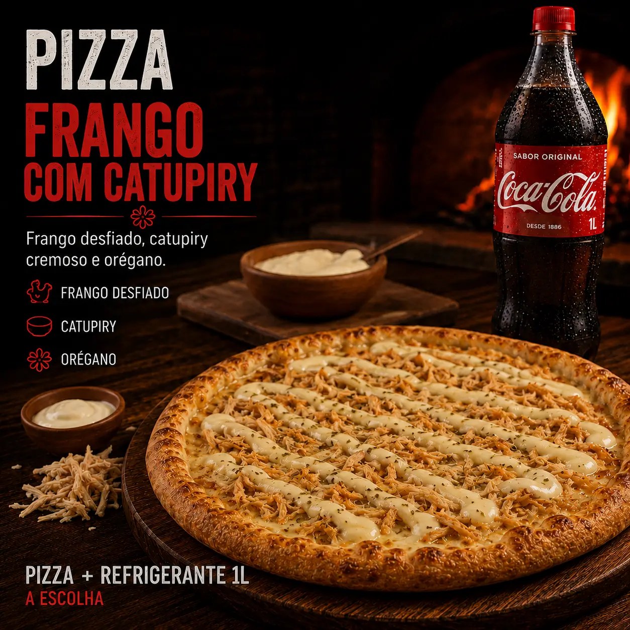 Pizza Frango com Catupiry + 1 Coca