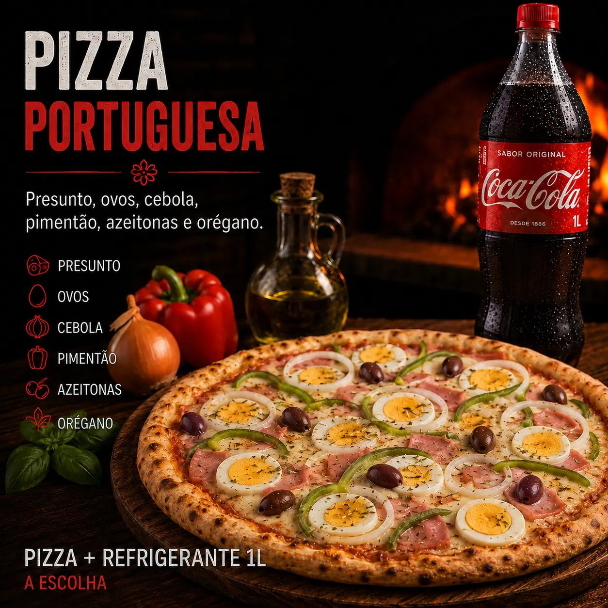 Pizza Portuguesa + 1 Coca